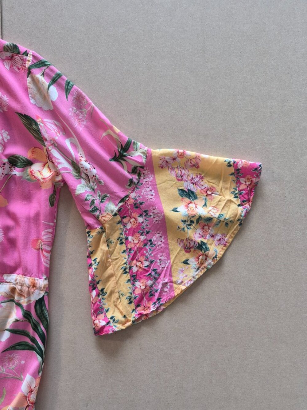 Maaji Pink Floral Kimono Mini Dress Cover Up Boho - Picture 13 of 15
